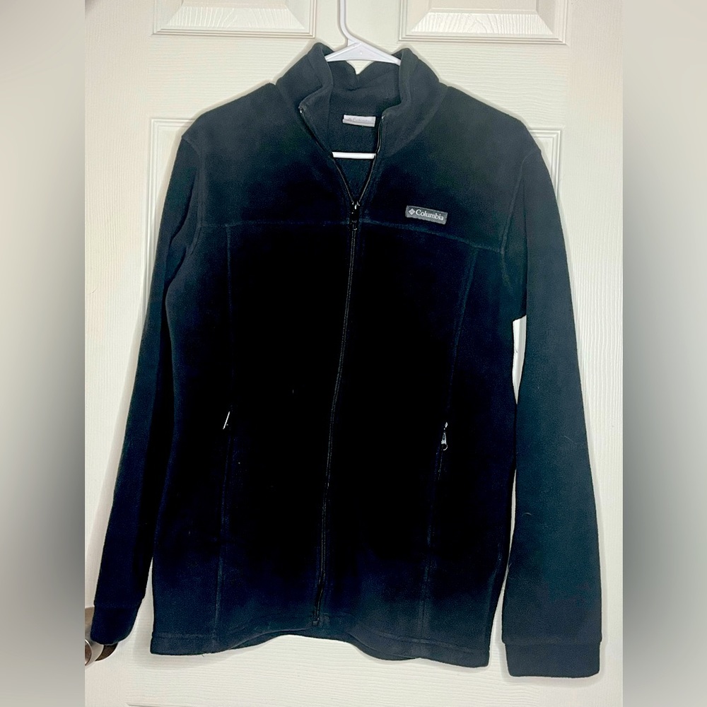 Columbia Jacket Boys Black Fleece Size XL 18/20 Full Zip And Pockets Polyester